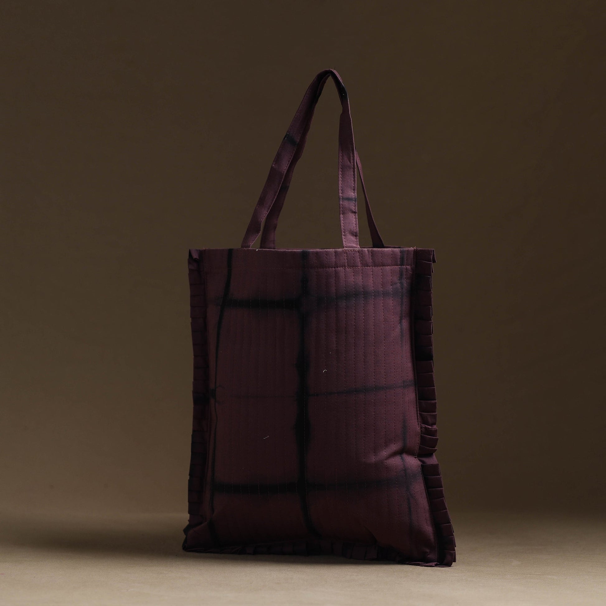 Brown - Handcrafted Cotton Frill Jhola Bag 04