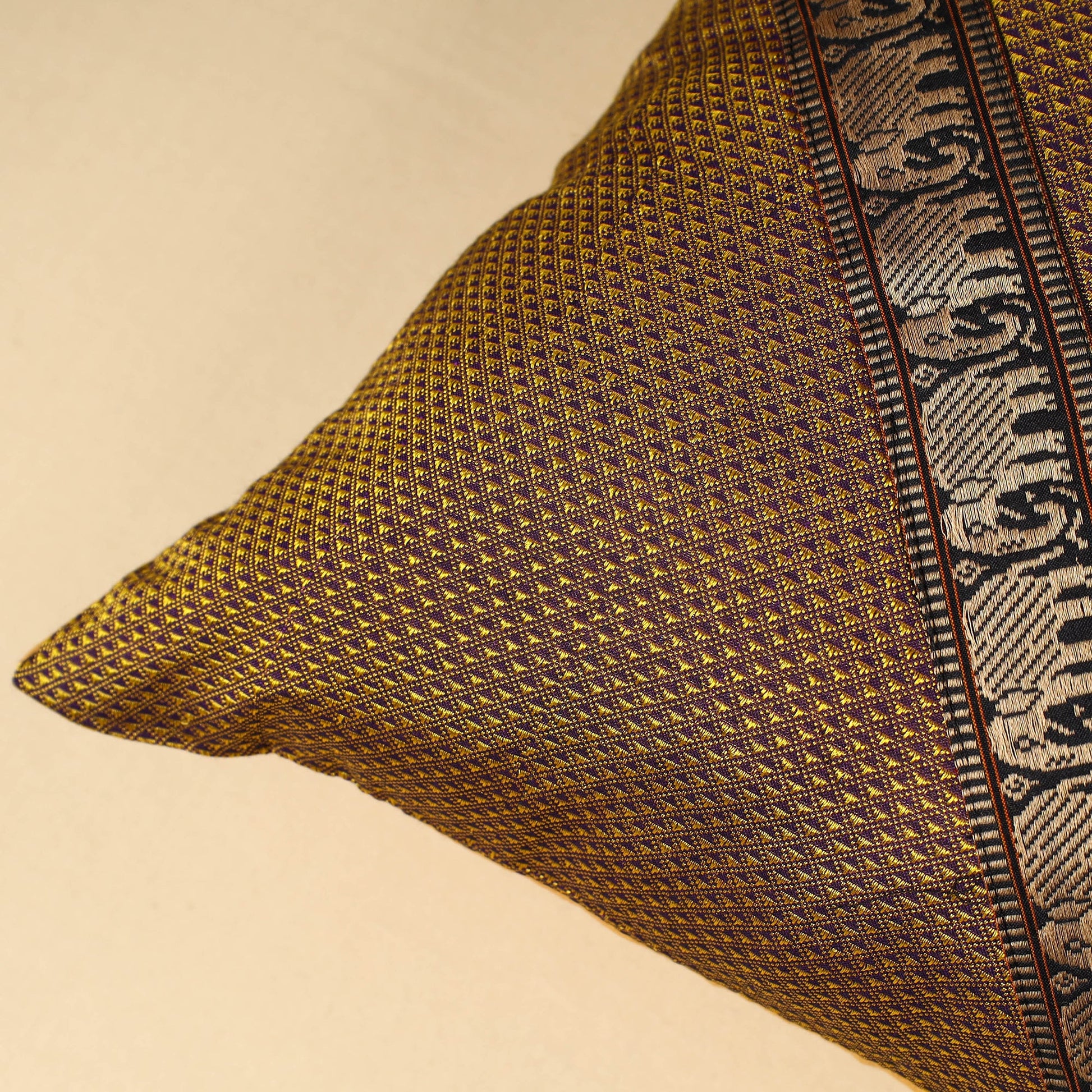 Brown - Khun Weave Cotton Cushion Cover (16 x 16 in)