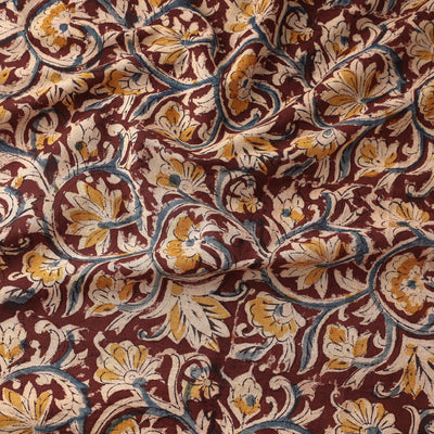 Brown - Kalamkari Block Printed Cotton Fabric