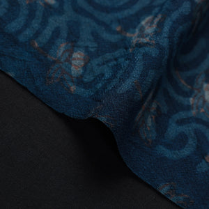 Blue - Akola Print Pure Wool Handloom Precut Fabric (1.5 Meter) 14