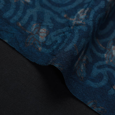 Blue - Akola Print Pure Wool Handloom Precut Fabric (1.5 Meter) 14