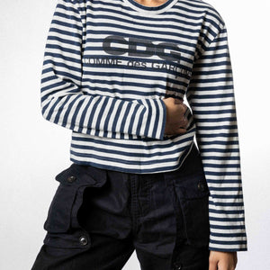 CDG Striped Long Sleeve Top - Navy & White