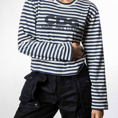 CDG Striped Long Sleeve Top - Navy & White