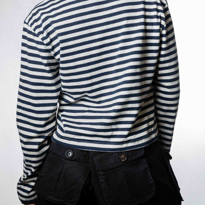 CDG Striped Long Sleeve Top - Navy & White