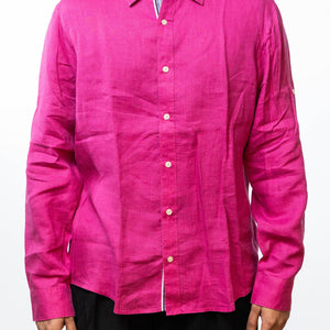 Michael Kors Pink Linen Tailored Fit Shirt