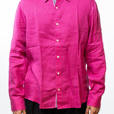Michael Kors Pink Linen Tailored Fit Shirt