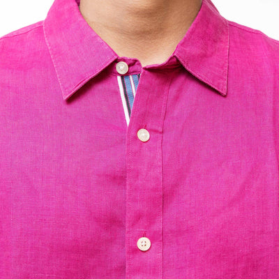Michael Kors Pink Linen Tailored Fit Shirt