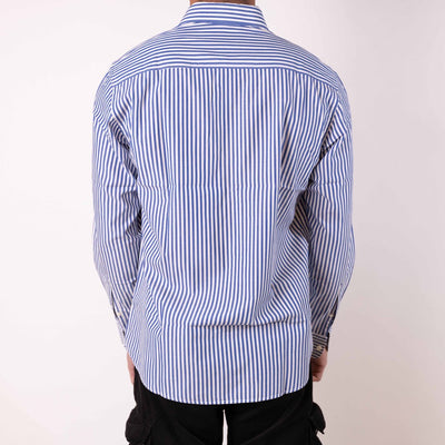 Zodiac Barboni Navy Striped Full Sleeve Tailored Fit Shirt