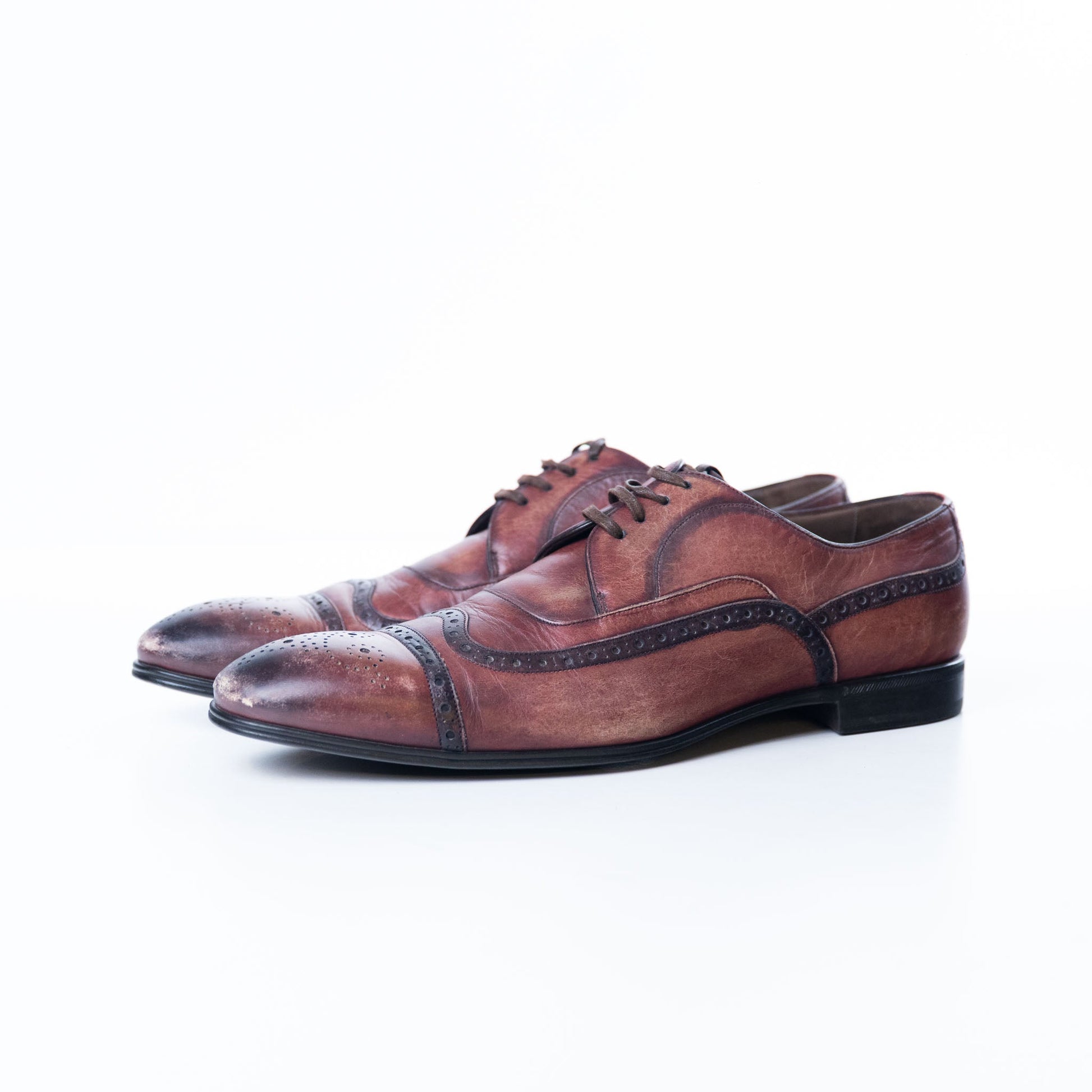 Dolce & Gabbana Brown Leather Brogue Lace Up Derby