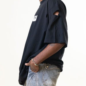 Black Balenciaga Logo Printed Tshirt