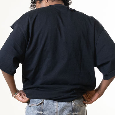 Black Balenciaga Logo Printed Tshirt