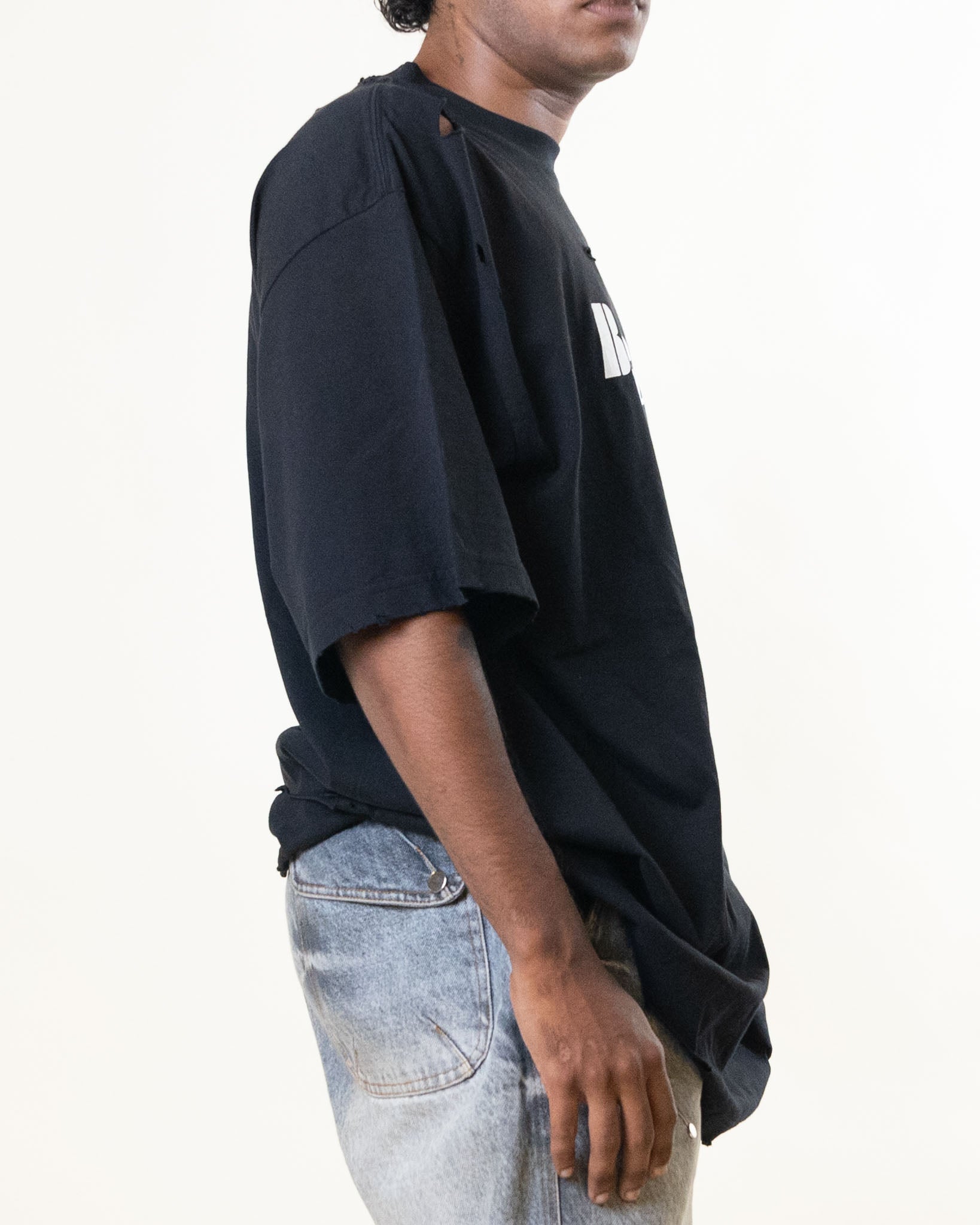Black Balenciaga Logo Printed Tshirt