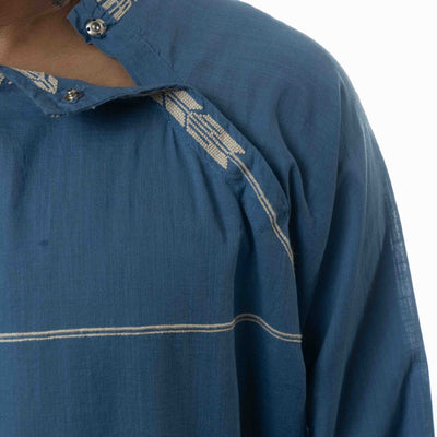 Isabel Marant Etoile White Embroidery Blue Cotton Pocketed Boho Top