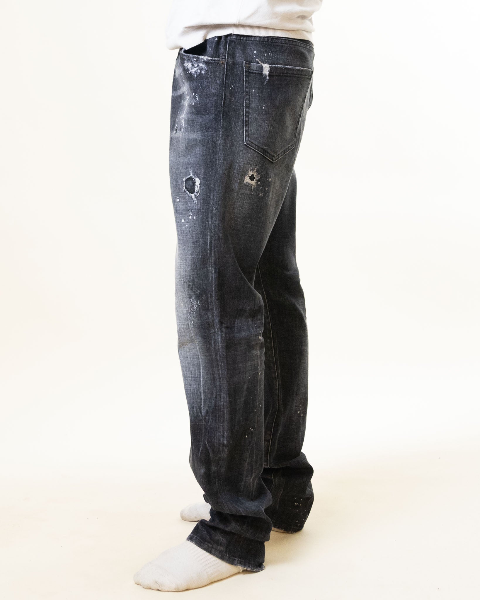 Dsquared Grey Paint Splatter Denim