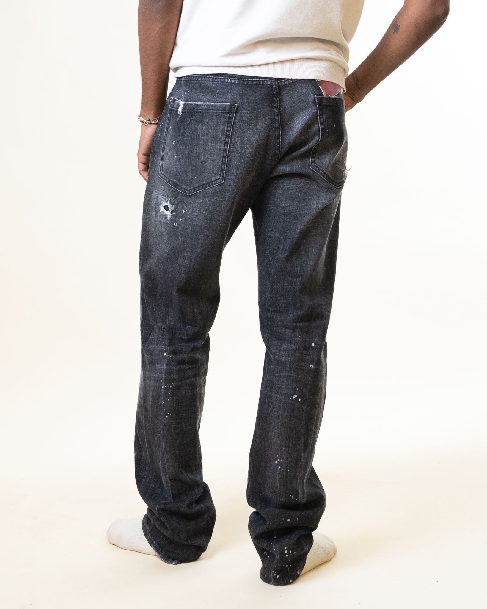 Dsquared Grey Paint Splatter Denim