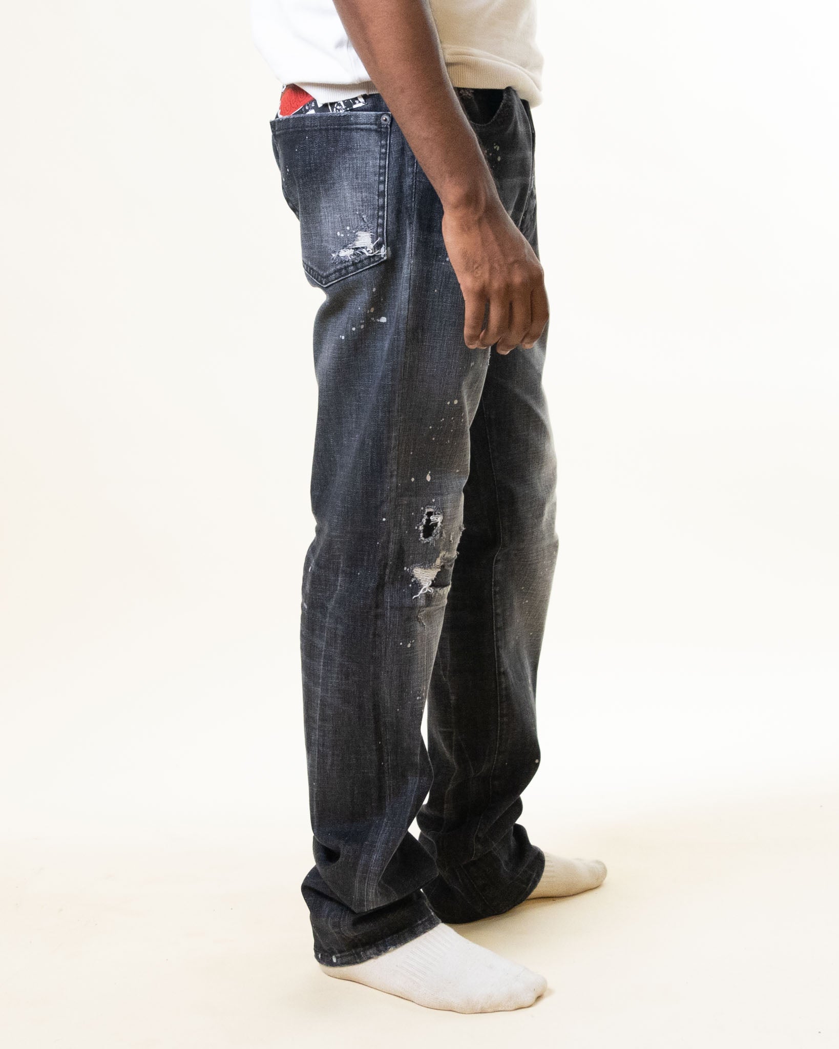 Dsquared Grey Paint Splatter Denim