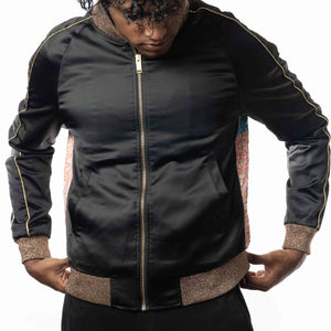 Yves Saint Laurent Black Sequins Baby Bomber Jacket