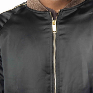 Yves Saint Laurent Black Sequins Baby Bomber Jacket