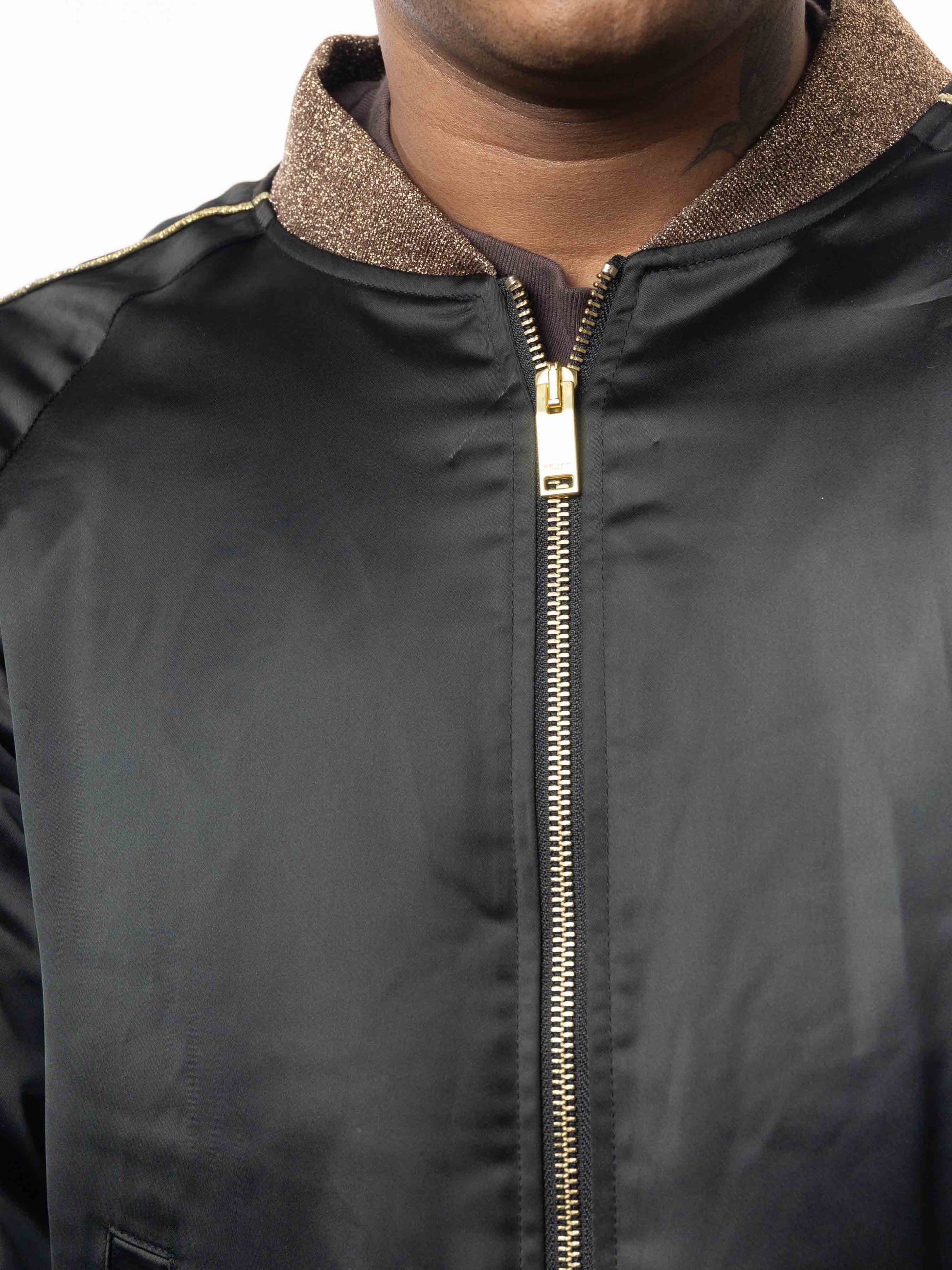 Yves Saint Laurent Black Sequins Baby Bomber Jacket