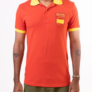 Hugo Boss Polo Shirt Paddy Flag Spain In Red