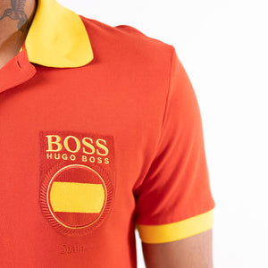 Hugo Boss Polo Shirt Paddy Flag Spain In Red