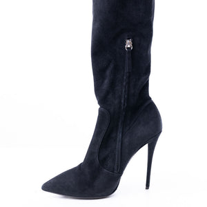 Giuseppe Zanotti Velvet Knee High Length Heeled Boots