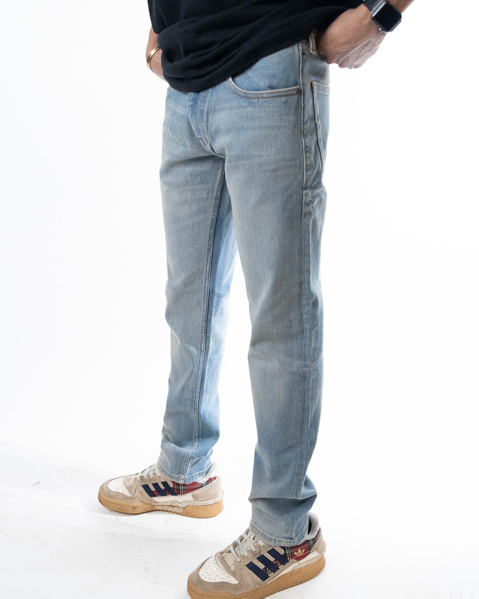 Moncler Denim Blue Bleached Jeans