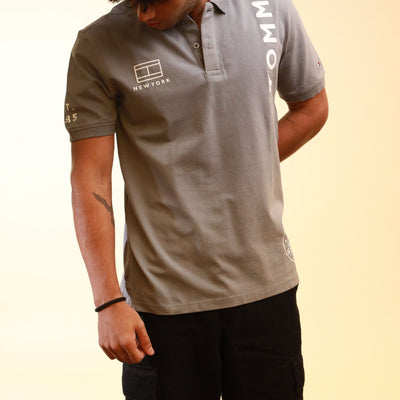 Tommy Hilfiger Polo Organic Cotton Logo Grey T-Shirt