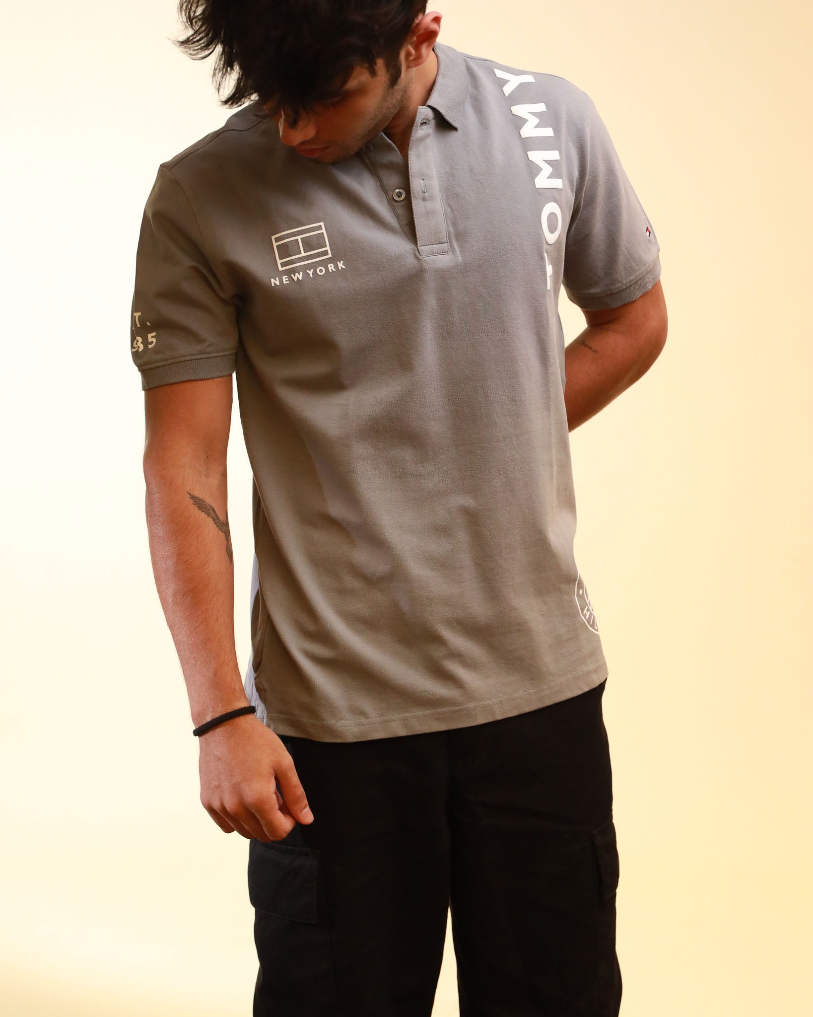 Tommy Hilfiger Polo Organic Cotton Logo Grey T-Shirt