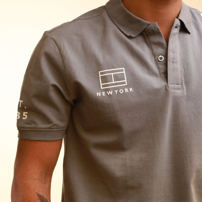 Tommy Hilfiger Polo Organic Cotton Logo Grey T-Shirt
