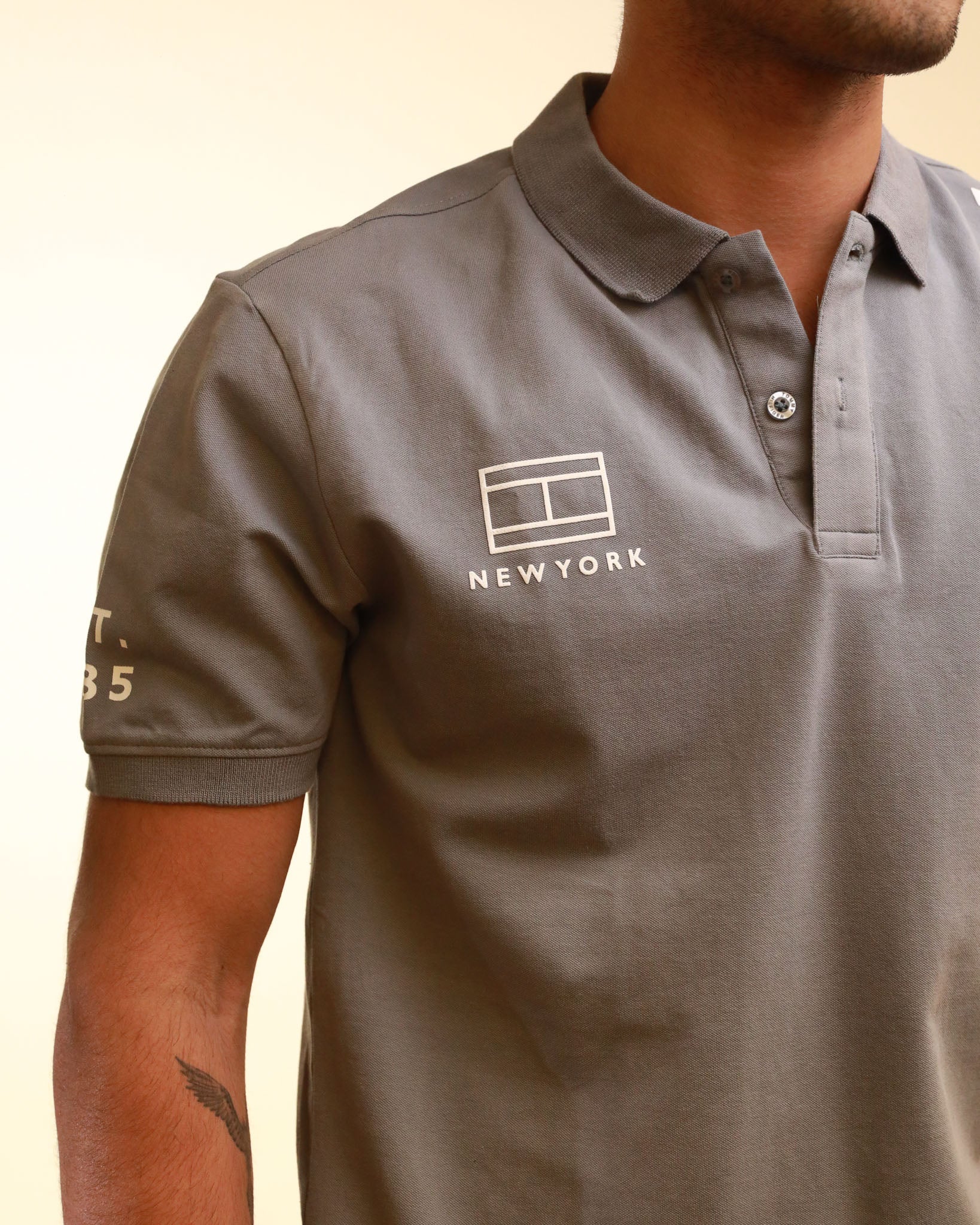 Tommy Hilfiger Polo Organic Cotton Logo Grey T-Shirt