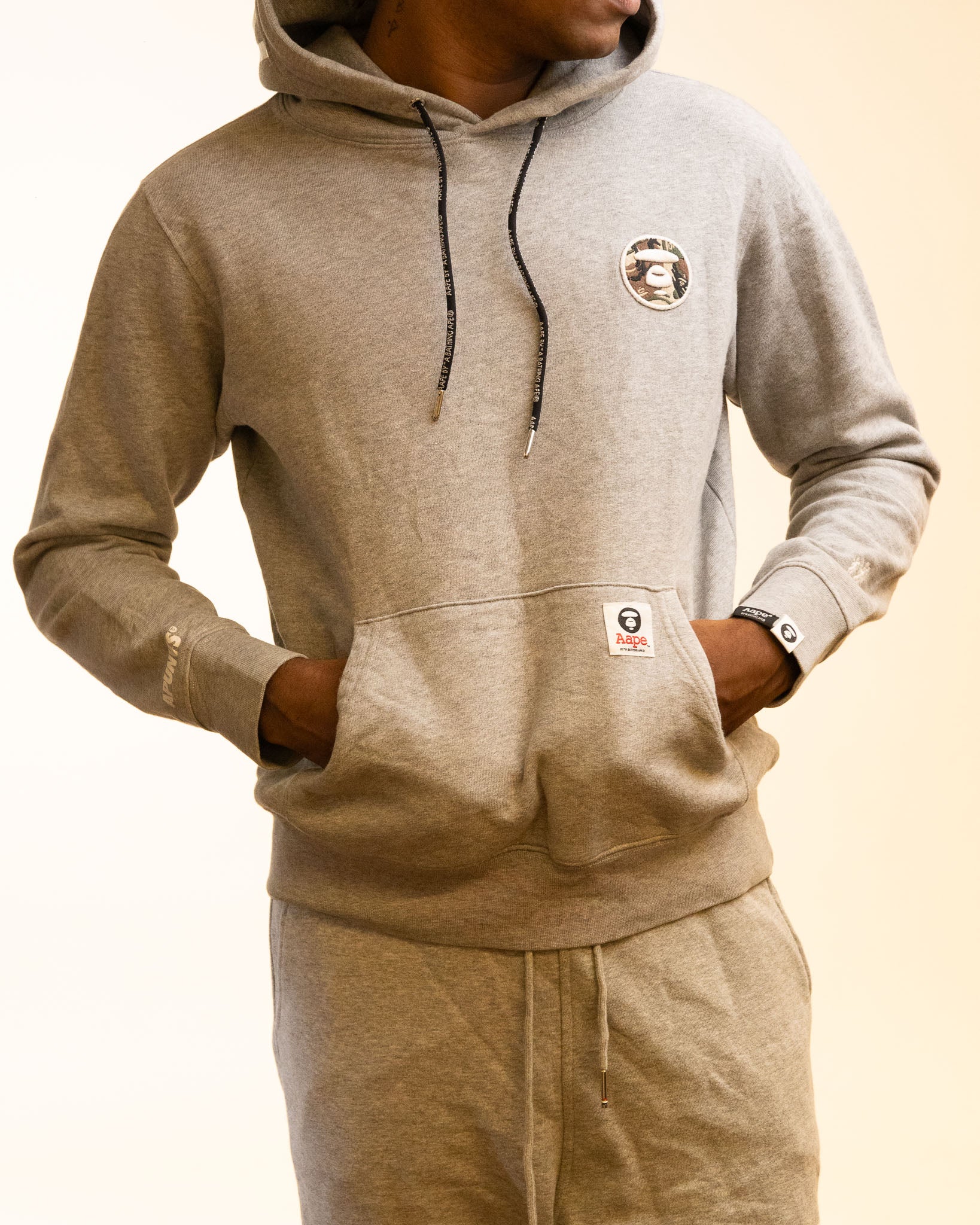 Aape By A Bathing Ape Logo-Patched Hoodie Grey