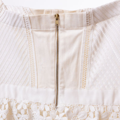 Self-Portrait White Floral Guipure Lace Off-Shoulder Mini Dress
