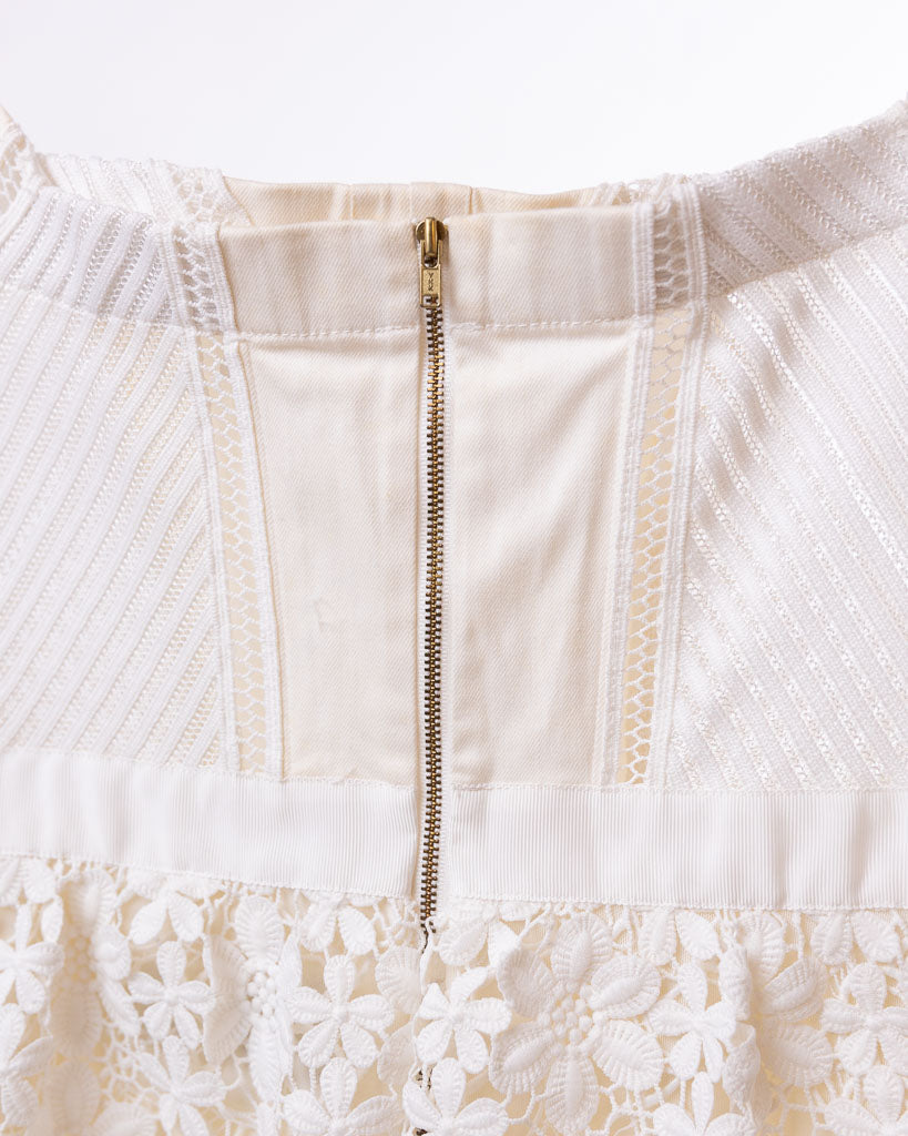 Self-Portrait White Floral Guipure Lace Off-Shoulder Mini Dress