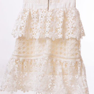 Self-Portrait White Floral Guipure Lace Off-Shoulder Mini Dress