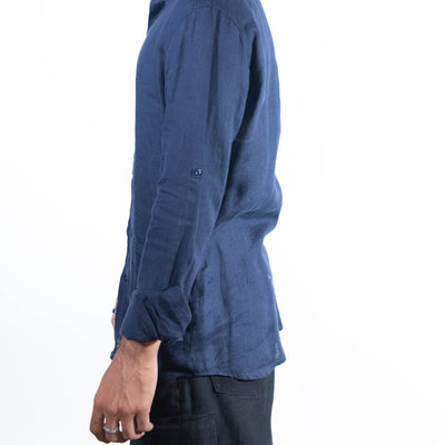 Kora By Nitesh Mitesh Linen Lino Shirt - Navy