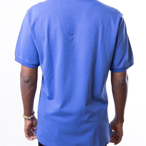 Hackett London Polo Blue Shirt With Striped Collar In Navy/White