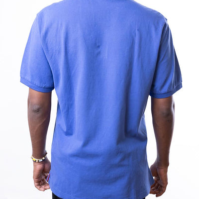 Hackett London Polo Blue Shirt With Striped Collar In Navy/White