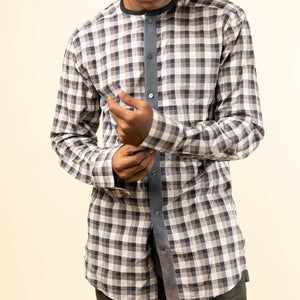 Dolce & Gabbana Gold Grey Checkered Shirt