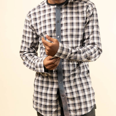Dolce & Gabbana Gold Grey Checkered Shirt