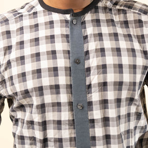 Dolce & Gabbana Gold Grey Checkered Shirt