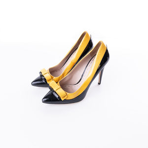 Miu Miu Patent Leather Heels - Yellow & Black