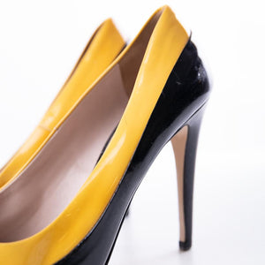 Miu Miu Patent Leather Heels - Yellow & Black