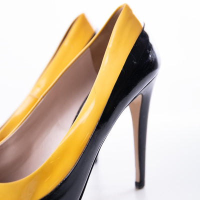 Miu Miu Patent Leather Heels - Yellow & Black
