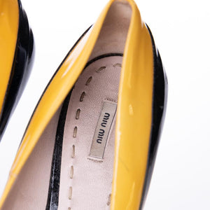 Miu Miu Patent Leather Heels - Yellow & Black