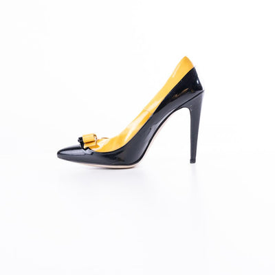 Miu Miu Patent Leather Heels - Yellow & Black