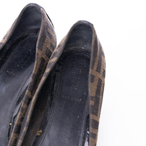 Fendi Brown Zucca Canvas Monogram Wedges