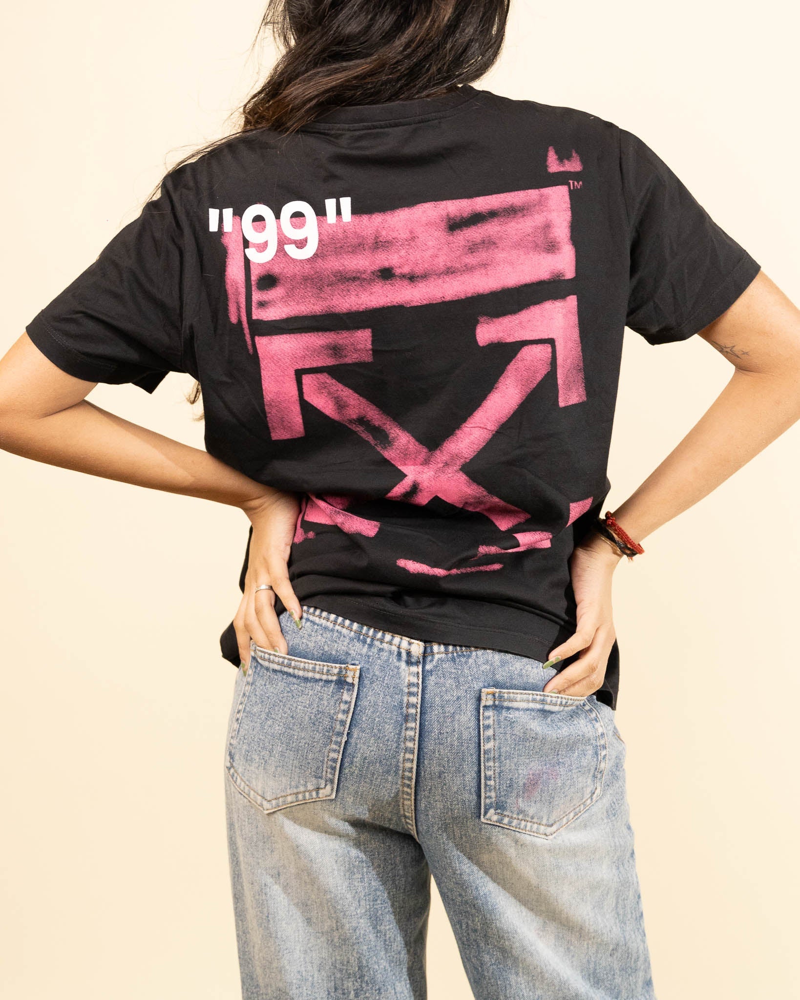 Off-White Stencil Black Fuchsia Oversized T-Shirt