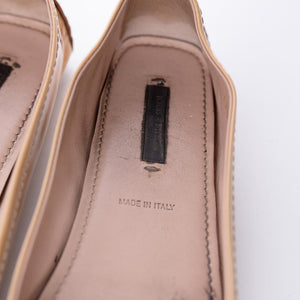 Louis Vuitton Beige Patent Leather Oxford Ballet Flats