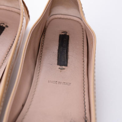 Louis Vuitton Beige Patent Leather Oxford Ballet Flats